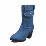 Sinised teksasaapad Naiste keskmise k&otilde;rgusega Rome Solid Slip-On Chunky Med Heels Saapad metsikud vintage suured naiste kingad 35