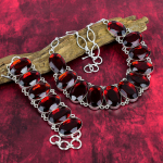 Punane Granaat K&auml;sitsi Valmistatud Ehted, 925 Prooviga H&otilde;be Ehted, V&auml;&auml;riskividega Kaelakee ja K&auml;ev&otilde;ru Ehete Komplekt Naistele, Imeilusad Ehted Naistele Adjustable With 8"-18" punane