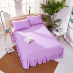 Valge &uuml;hev&auml;rviline voodikate, pehme lihviv iluvoodi seelik King Queen kaheinimesevoodi kate 1pc Skirt 90x200x40