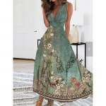 Suvised Maxi Vest kleidid Suure suurusega Rannakleit BOHO lilleline naiste V kaelusega naiste kleit XXXXXL sinine