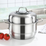 Roostevabast terasest auruti paks pott kaanega k&ouml;&ouml;gis k&uuml;psetamiseks 28cm-double steamer
