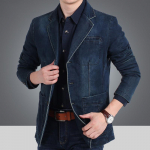 Meeste teksapleiser Meeste mood Puuvillane Vintage &uuml;likonna pealisr&otilde;ivad Meeste sinine mantel Teksajakk Meeste Slim Fit teksapleiserid XL tumesinine v&auml;rv