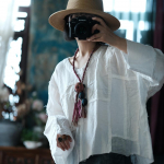 Johnature Naiste Vintage Patchwork T-s&auml;rgid V-kaelusega pikkade varrukatega kevadised lahtised naiste T-s&auml;rgid One Size valge