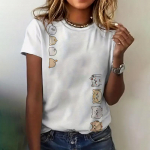 Naiste riided Armas T-s&auml;rk Suvine Crewneck L&uuml;hikeste Varrukatega Kassimustriline Top Avar vaba vabaaja Mugav Riietus Naiste T-s&auml;rk S