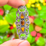 Natural Tiger Eye Gemstone Handmade 925 Sterling Silver Ring Size 9.5US q0n10