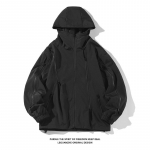 Kevads&uuml;gisene kapuutsiga jakk Meeste moodne t&otilde;mblukk Street Wear Pilot, vaba vabaaja mantel 5XL XL must