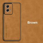 Lambanahast PU-nahast matt &uuml;mbris Motorola Moto G85 G84 G34 G24 G14 G54 p&otilde;rutuskindel silikoonist pehme raami tagakaas Moto G85