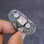 Rose Quartz Gemstone Handmade 925 Sterling Silver Gift Jewelry Ring Size 8 y1j30