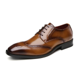 Jaapani stiilis uus Briti stiilis nikerdatud nahk Ametlik &auml;ri nahast kingad Meeste Brogue Oxford Pumps HOOD AASTAT 39 must