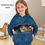 T&uuml;drukute 3D-kassi kapuutsiga pullover, pikkade varrukatega 3D-prindiga lasteriiete mood kost&uuml;&uuml;mid t&uuml;drukutele vanuses 2&ndash;12 aastat 150