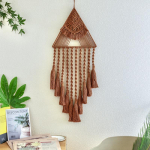 P&otilde;hjamaade puuvillane seinavaip Boho Decor Macrame Dreamcatcher Seinaripp Kolmnurk Tutt Magamistoa kodukaunistus pruun