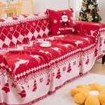 J&otilde;ulupunane narmastega diivanikate Diivanir&auml;tik Masinpestav P&uuml;hadeteemaline Punaste ruutudega Diivanikate Elutoa sisustuseks 180x130cm 1pcs