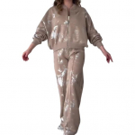 2 tk/komplekt naiste &uuml;likond, krae, t&otilde;mblukk, pikad varrukad, elastne mansett, litrid mantel, elastne v&ouml;&ouml;koht paks laia s&auml;&auml;rega p&uuml;ksid s&uuml;gistalvine dressid XL kaamel