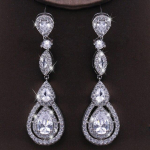 Luksuslik lillelehest tsirkooniumoksiidist naiste avaldus Long Drop K&otilde;rvar&otilde;ngas Pulmapidu Pruut Dubai Ehted Kingitus