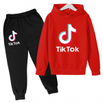 Tiktok poiste ja t&uuml;drukute hoodie+retuusid kampsun &uuml;likond 130CM punane