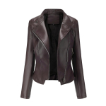 Uksehoidja kraega Nahkjakk Naiste vabaaja &otilde;huke PU lahtised t&otilde;mblukuga joped Naiste t&auml;navar&otilde;ivad, &uuml;lisuur mantel L black