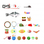 Kasside advendikalender Interaktiivne loenduri pimekarp 12/24 kassi kiusamise m&auml;nguasjad kikilipsu kaelarihmade komplekt, kasside j&otilde;ulutarvikud A