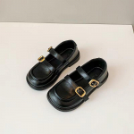 T&uuml;drukute nahast kingad S&uuml;gis Uued mustad &uuml;ksikud kingad Lastele Pehme tallaga printsessikingad Little Girl Bean Kings 26 must