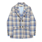 Naiste kevadine kaherealine bleiser jakk Vintage vabad naiste taskud bleiserid vabaaja lahedad &uuml;ler&otilde;ivad L sinine