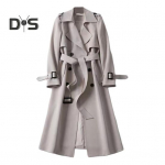 S&uuml;gis-talv Naiste Tren&scaron;mantel Allak&auml;iva kraega &Uuml;hev&auml;rviline Kaherealine V&ouml;&ouml;ga Keskmise pikkusega Lahtine Termo Pikkade Varrukatega Pendeldamiseks Kevadine Tutvumismantel M sinine