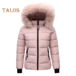 Talvine sulemantel Polsterdatud kapuutsiga taskud T&otilde;mblukuga Parka Tuulekindel soojust hoidev Slim Fit Plus Suurus Igap&auml;evane k&uuml;lma ilmaga &uuml;ler&otilde;ivad Puuvillane jope L roosa