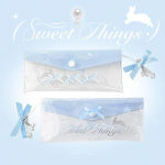 1-osaline mini-armas pliiatsikott Kawaii pitsist l&auml;bipaistev, n&auml;htav veekindel kirjatarvete hoiukott sinine