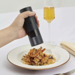 HUOHOU, automaatne elektriline pipra soolaveski, LED-valgusti, 5 režiimi, v&uuml;rtsitera, portselani jahvatamine, keraamiline veski valge