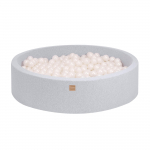 Foam Ball Pit for Baby Round Kids Ball Pool with 300 Balls, 120x30cm, Grey, Cotton p&auml;rli
