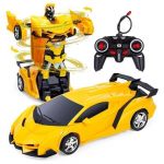 Voiture Transformers T&eacute;l&eacute;command&eacute;e, Vehicule Radio Commande, Avec batterie Rechargeabilit&eacute;, Transformation &agrave; un bouton-360 &deg; - jaune