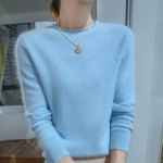 Naiste ka&scaron;miirist kampsun Qinghe ka&scaron;miir 30% ka&scaron;miir 30% naarits 30% vill 10% nailon Naiste s&uuml;gistalvine paks ka&scaron;miirist pullover pehme ja soe M sinine