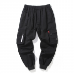 Hip Hop Cargo Pant Meeste Mood Jooksjad Vabaaja p&uuml;ksid T&auml;navar&otilde;ivad Mitme taskuga paelad S&otilde;jav&auml;ep&uuml;ksid Meeste haaremip&uuml;ksid Suured M must