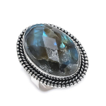 Natural Labradorite Gemstone 925 Sterling Silver Jewelry Ring Size 9 z5s56