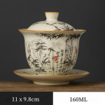 160ML Must Bambus Ru Ahju Portselanist Gaiwan Komplekt Tee Tureenile Teekann Teekupp Hiina Kollane Keraamiline Avanev Tee Kauss Tee Tseremoonia