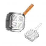 V&auml;ike frit&uuml;&uuml;rpott auruti k&ouml;&ouml;gin&otilde;ud toiduvalmistamise t&ouml;&ouml;riist puidust k&auml;epidemega roostevabast terasest kaasaskantav pann k&ouml;&ouml;giviljade telkimiseks piknikutele A