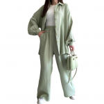 2 tk/komplekt naiste s&auml;rgip&uuml;kste komplekt, alla keeratav krae, &uuml;herealine, pikad varrukad lahtised S roheline