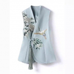 Temperament rahvuslik tuulevest naiste kevadine toode Rasket&ouml;&ouml;stuse Phoenix tikandid Hiina stiilis vest naisterahvas L sinine