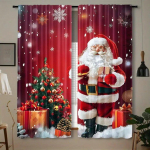 3D Klassikaline J&otilde;ulupuu Lumekristalli Prindiga Kardin 2 Osa &Otilde;huke Varjutav Aknakardin Elutoa Magamistoa Dekoratsiooniks 2x50W160H(CM)40x63in&Hook