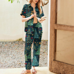 Naiste j&otilde;uluprintidega pidžaamakomplekt Naiste l&uuml;hikeste varrukatega pikad p&uuml;ksid Kaheosaline komplekt n&ouml;&ouml;pidega koduriided XXL