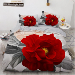 3D Voodipesukomplekt &Uuml;heinimesevoodi Queen-suuruses King-suuruses 3 tk Tekikottide komplekt Tekk/Padi Roosi Voodikomplekt Pulmadeks Mikrokiud EU single(135x200cm)