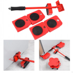 5pcs/set Heavy Furniture Lifter Mover Move Slides Trolley, Can bear 400 kg/880Lbs 5pcs red fixed wheel