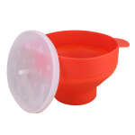 K&auml;epidemega kokkupandav suure mahutavusega kokkupandav popkornivalmistaja kaanega kauss Mikrolaineahi popkornikauss silikoonist isetegemine oranž