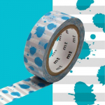 Masking tape motif t&acirc;ches d'encre bleu - 1,5 cm x 7 m