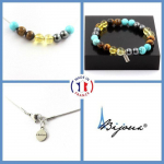 Pierres et Min&eacute;raux. Parure bijoux Bracelet Collier Perles H&eacute;matite + Citrine + Oeil de Taille personnalisable.