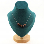 Pierres et Min&eacute;raux. Collier 5 perles Obsidienne mahogany 8 mm. Chaine en acier inoxydable Collier femmes, hommes. Taille personnal