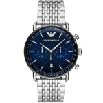 Emporio Armani AR11238 Aviator Chronograph Quartz Blue sihverplaadiga meeste k&auml;ekell 43 h&otilde;be
