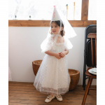 Valmistatud Koreas T&uuml;drukute Valge Printsessi Kleit &ndash; Elegantne Puhvvarrukatega Ballikleit S&uuml;nnip&auml;evadeks ja Eripidustusteks S