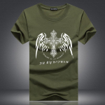 QICED Suvine l&uuml;hikeste varrukatega T-s&auml;rk Meeste O-kaelusega Trend Bottom s&auml;rk XXXXXL armee roheline v&auml;rv