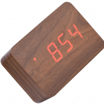 Puidust Elektrooniline Digitaalne &Auml;ratuskell Temperatuur LED-ekraan Heli Juhtimine Pruun