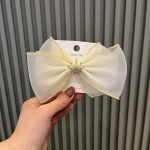 Kevadine sidrunikollane lipsuga juukseklamber t&uuml;drukutele - Korea printsessi paelaga juukseklamber