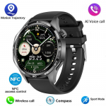 2025. aasta nutikell meeste k&auml;ekell 5 Pro AMOLED HD-ekraaniga Bluetooth-k&otilde;ne GPS-i trajektoor NFC pulsikompass nutikellad Silicone strap must